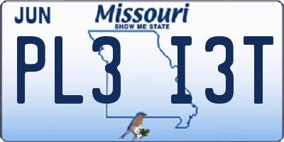 MO license plate PL3I3T