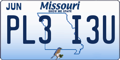MO license plate PL3I3U
