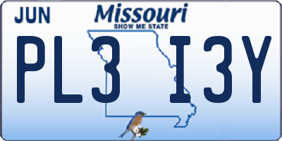 MO license plate PL3I3Y