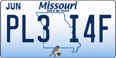 MO license plate PL3I4F