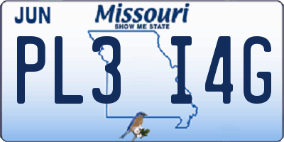 MO license plate PL3I4G