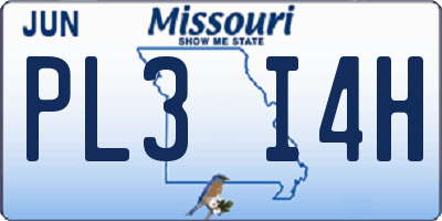 MO license plate PL3I4H
