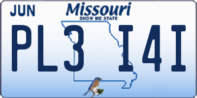 MO license plate PL3I4I
