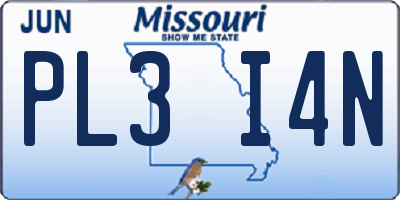 MO license plate PL3I4N