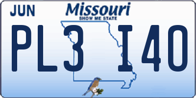 MO license plate PL3I4O