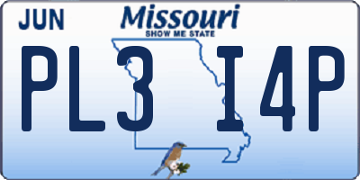 MO license plate PL3I4P