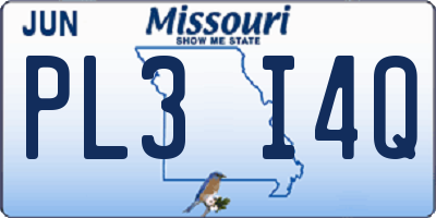 MO license plate PL3I4Q