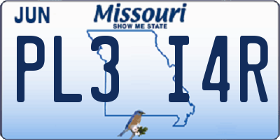 MO license plate PL3I4R