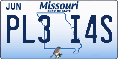 MO license plate PL3I4S
