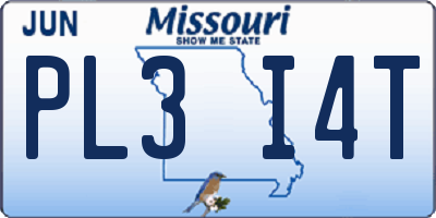 MO license plate PL3I4T