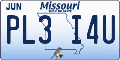MO license plate PL3I4U