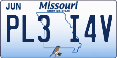 MO license plate PL3I4V