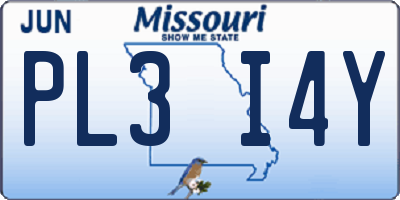 MO license plate PL3I4Y