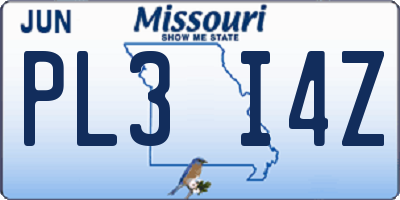 MO license plate PL3I4Z