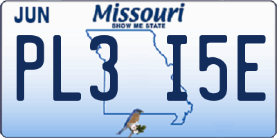 MO license plate PL3I5E