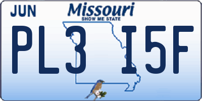 MO license plate PL3I5F