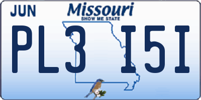 MO license plate PL3I5I