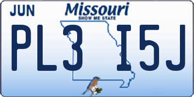 MO license plate PL3I5J