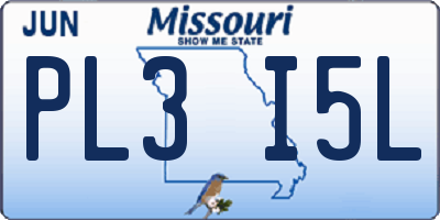 MO license plate PL3I5L