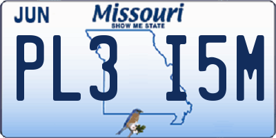 MO license plate PL3I5M