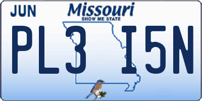MO license plate PL3I5N