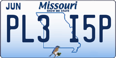 MO license plate PL3I5P