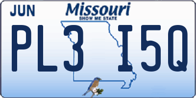 MO license plate PL3I5Q