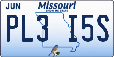 MO license plate PL3I5S