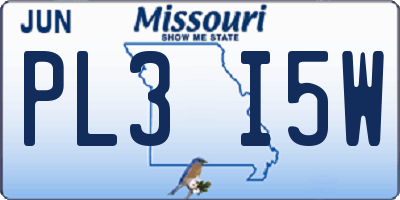 MO license plate PL3I5W