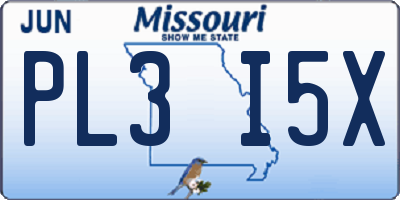 MO license plate PL3I5X