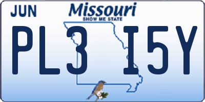 MO license plate PL3I5Y