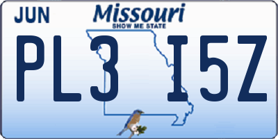 MO license plate PL3I5Z