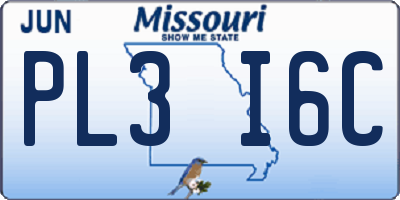 MO license plate PL3I6C
