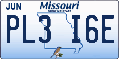 MO license plate PL3I6E