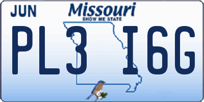 MO license plate PL3I6G