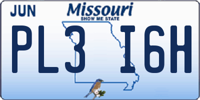 MO license plate PL3I6H