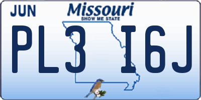 MO license plate PL3I6J