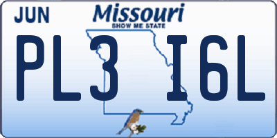 MO license plate PL3I6L
