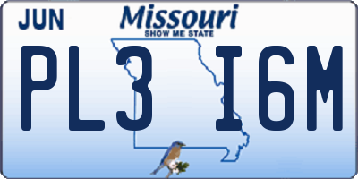MO license plate PL3I6M