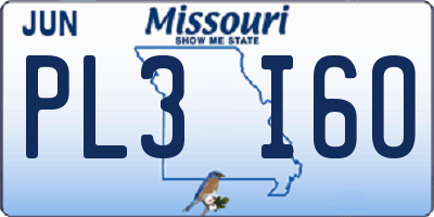 MO license plate PL3I6O
