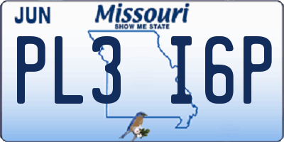 MO license plate PL3I6P