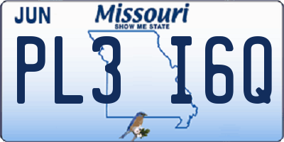 MO license plate PL3I6Q