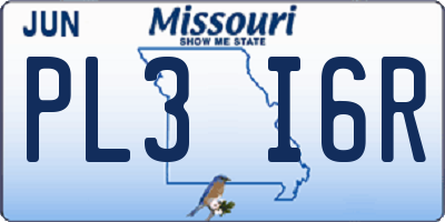 MO license plate PL3I6R