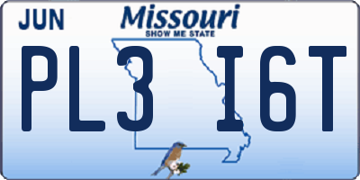 MO license plate PL3I6T
