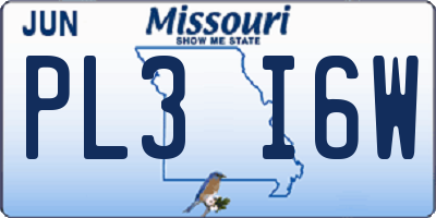 MO license plate PL3I6W