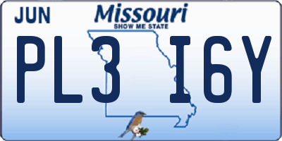 MO license plate PL3I6Y