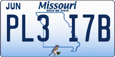 MO license plate PL3I7B