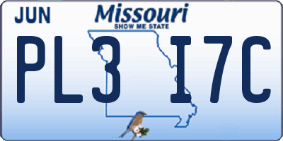 MO license plate PL3I7C