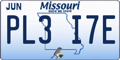 MO license plate PL3I7E