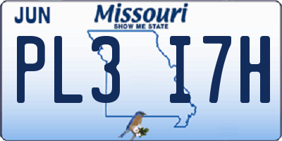 MO license plate PL3I7H